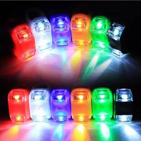 Laatste Kans 2 LED Bike Kerékpár szilikon Head első kerék hátsó villanófény lámpa több szín 1 db