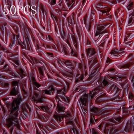 Lage Kosten 50db vörös földigiliszták Horgász csalik Crankbaits horogok Garnélarák Minnow Frog Fish Baits Bass Tackle Tool